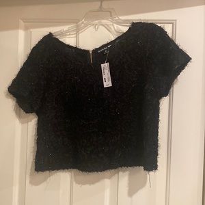 Black sparkly ribbon crop top - brand new!